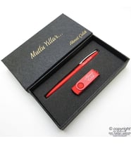 16GB. İsme Özel Usb Bellek + Scrikss İsme Özel Kalem Seti - Mat Kırmızı
