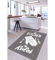 Gri Kaymaz Tabanlı My Kitchen My Rules Mutfak Halısı AR811