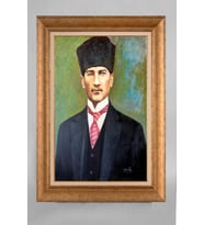 Çerçeveli Paspartulu Atatürk Tablo a628 (Gold)