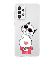 Samsung Galaxy A73 Uyumlu Kapak Cool Cat Tasarımlı Şeffaf Silikon Kılıf