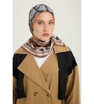 Schaless Süvarinin Arması - Somon - Vierra Desenli Viskon Eşarp - 90x90 Cm (Camel)