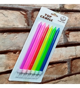 MULTİ COLORS BIRTHDAY CANDLE VIP KALİTE  UZUN RENKLİ NEON PASTA MUMU 6 ADET NEON RENKLİ DOĞUM GÜNÜ MUMU
