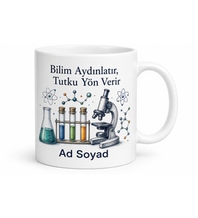 Kişiye Özel Laboratuvar Temalı Baskılı Kupa Bardak Bilim İnsanı Hediye