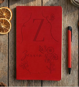 Kişiye Özel Çiçekli Z Harfli Defter Doğum Günü Hediyesi (Kırmızı)