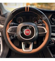 Fiat Egea Sedan Dikme Direksiyon Kılıfı Parlak Siyah Taba Detaylı Taba Çift Yüzük ve Dikiş 2015-2021