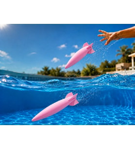 3D Baskı Su Roketi Torpido Oyuncağı - Havuz Dalış Oyuncağı-Pembe