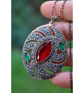 STONEAGE JEWELLERY Kök Yakut Taşlı Otantik Kolye (Altın / Dore)