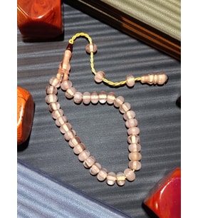 Çubuk Kehribar Tesbih – Açık Pembe-Beyaz Tekerlek Kesim (Çok Renkli)