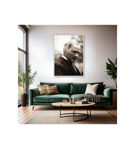 Atatürk Portresi Ev Ofis Tablosu Metal Çerçeveli Cam Atatürk Tablosu Ofis Hediyesi (Gümüş)