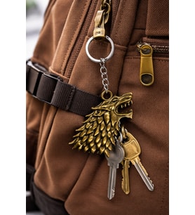 Antik Bronz Kurt Başı Figürlü Metal Anahtarlık Unisex Aksesuar