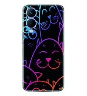 Vivo Y17S Kılıf Silikon Desen Özel Seri Neon Cats 1790