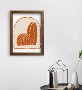 BK Gift Kaktüs Tasarımlı Doğal Masif Ahşap Çerçeveli Tablo 45x65cm-23