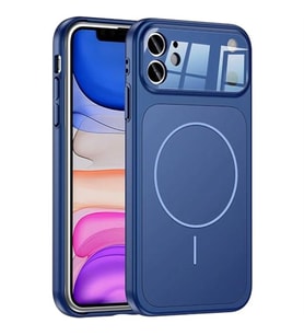 ?Phone 11 ile Uyumlu 17 G�r�n�ml� Magsafe Destekli Kablosuz ?arj �zellikli Kamera Lens Korumal? ??k Metal G�r�n�ml� Telefon K?l?f?