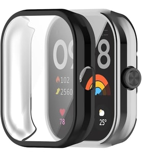 Xiaomi Redmi Watch 4 ile uyumlu Siyah Silikon Kasa Ekran Koruyucu 360 Tam Kapatan Çerceve PC Kasa Koruma Silikon Çerçeve (Black)