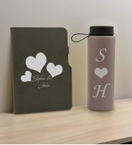 BK Gift Sevgiliye Özel İsimli Gri Termo Defter ve Gri Cam Matara Hediye Seti-1, Sevgiliye Hediye, Sevgililer Günü, Yeni İş Hediyesi