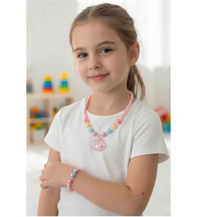 KIZ ÇOCUK MİDYE KOLYE BİLEKLİK SET
