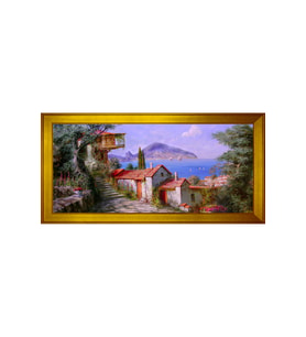 Manzara Temalı Kanvas Tablo 80 x 110 cm Gold Çerçeve