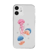 Iphone 12 Uyumlu Deniz Anası ve Mantar Tasarımlı Şeffaf Telefon Kılıfı