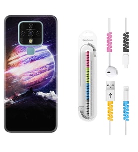 Tecno Camon 16 18P Pova 3 Pova Neo Kılıf Kablo Koruma Spiral Silikon Super Planet 1797