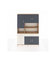Arges Dolap 9 Raflı 5 Çekmeceli 5 Kapaklı 132x30x195 Çam-Antrasit/Aytaşı