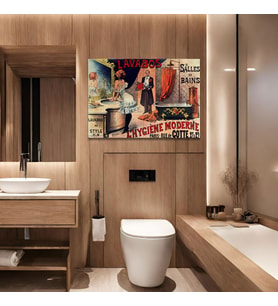 Tekli Yatay Kanvas Duvar Tablosu Lavabos De Style Banyo Tablosu
