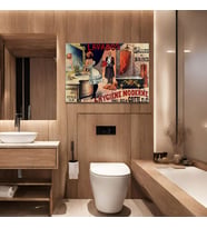 Tekli Yatay Kanvas Duvar Tablosu Lavabos De Style Banyo Tablosu