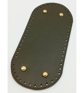 Angel Çanta Aksesuar Suni Deri Haki Renk 25X12 cm Oval Çanta Tabanı (Light Gold Aparatlı)