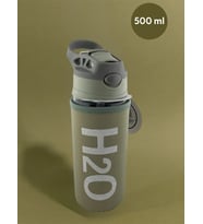 H2o Kılıflı Pipetli Cam Matara 500 Ml Haki
