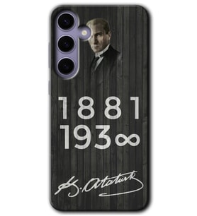 Galaxy S24 Plus Kılıf HD Desen Baskılı Kılıf - Atatürk Ahşap İmza
