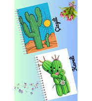 Kaktüs defter seti 2 adet A4 boyutu 21*30 çizgili + kareli 60 syf