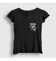 Presmono Kadın Siyah Rocket Nasa Space Uzay T-Shirt 369379tt