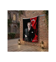 Atatürk ve Atatürk İmzalı Türk Bayrağı poster Bayrak Raşel Kumaş 100x150 cm ATA51