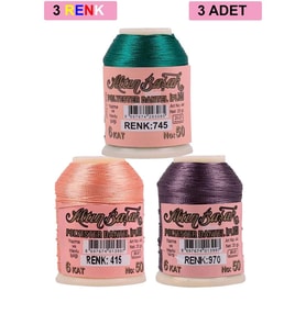 3 Adet Altınbaşak Oya ve Dantel İpi 20 gr - Royaleks - No: 415 - 970 - 745