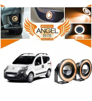 Citroën Nemo Uyumlu, Universal Mercekli Led Angel Sis Farı, 76mm Turuncu Renk