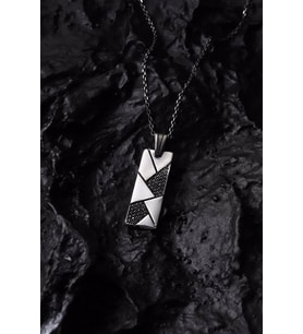 925 Ayar Gümüş Modern Zirkon Taşlı Erkek Kolye