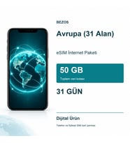 Avrupa (31 Alan) eSIM İnternet Paketi 50 GB 31 Gün