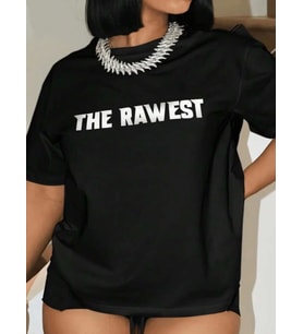 Baskılı Oversize T-shirt - Siyah