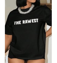 Baskılı Oversize T-shirt - Siyah