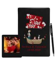 Sevgililer Gününe Özel Siyah Defter Kalem & Instagram Çerçeve Hediye Seti 8
