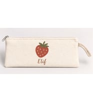 Kişiye Özel Çilek Deseni Baskılı Fermuarlı Clutch El Çantası Makyaj Çantası