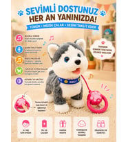 Sevimli Hareketli Sesli Kedi Köpek Oyuncak – Yürüyen, Müzikli, Ses Taklitli, Kuyruk Sallayan Peluş Oyuncak