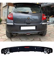 Renault Clio MK3 Siyah Difüzör 4 Krom Egzoz Görünümlü Difizör Arka Ek Body Kit 2006-2012