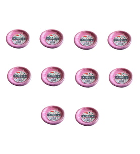 Kullan At Renkli Pembe Parti Davet Plastik Tabak - 17 Cm. - 25 Adetlik 10 Paket