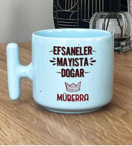 Kişiye Özel Efsaneler Mayısta Doğar Hediye Pastel T Kupa Doğum Günü Hediyesi (Mavi)