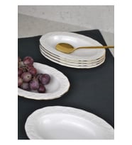 Altıli Gold Yaldızlı Porselen Kayık Tabak 12x19 cm Sunum Tabağı