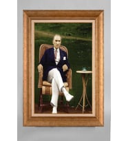 EV İŞYERİ OFİS İÇİN ALTIN ÇERÇEVELİ PASPARTULU ATATÜRK TABLO S163