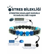 Stres Bilekliği Hematit Oniks Akik Doğal Taş Bileklik