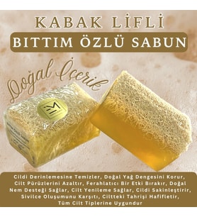 Doğal Kabak Lifli Bıttım Özlü Sabun Cilt Pürüzlerini Azaltır Tahrişi Hafifletir Sivilce Karşıtıdır