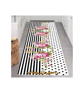Rovigo Home Dijital Baskı Yıkanabilir Kaymaz Taban Salon Halısı RVG0663 (Siyah)