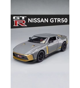 Gri Işıklı Sesli 1:24 Ölçek İnce Detay Açılır Kapı Nissan GT-R50 Premium Model Araba